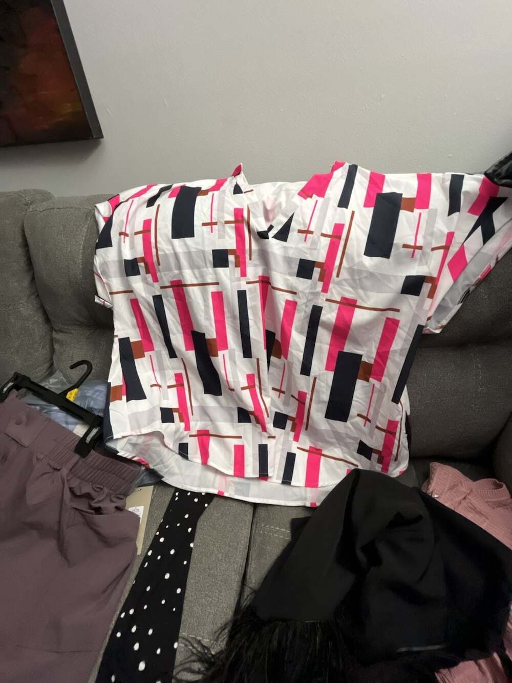 SHEIN Curve Plus Size Geometric Print Asymmetrical High-Low Blouse